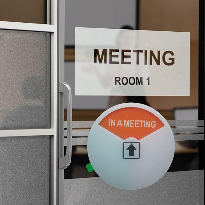 Privacy Sign,Out of Office/Please Come In/In a Meeting/Office/Conference Sign with Strong Adhesive Tape, 4 x 4 x 0.3 Inch Acrylic (White-6 Pack)