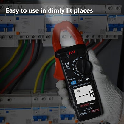 MESTEK Digital Clamp Meter Multimeter, TRMS 6000 Counts Auto-ranging Amp Voltage Tester, Measures AC/DC Current, Voltage, Temperature, Capacitance, Resistance, Continuity, Diode & NCV