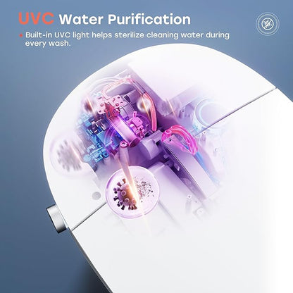 HOROW T33 Smart Toilet With Bidet Clean Water Washing, Plasma Air, ADA Compliant One Piece Toilet with Ultra-Powerful Flush, Heated Toilet Seat, Warm Dryer, Night Light, Deodorization