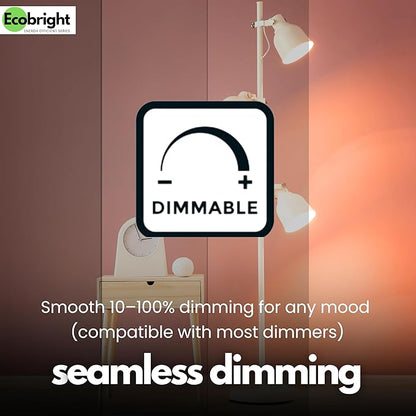 EcoBright 4PK Dimmable A19 LED Filament Bulb 40W Equivalent 5W E26 Base 450 Lumens CRI90 Flicker Free Clear Glass Energy Star Title 20 Daylight 5000K for Lamps Ceiling Fixtures and Indoor Use