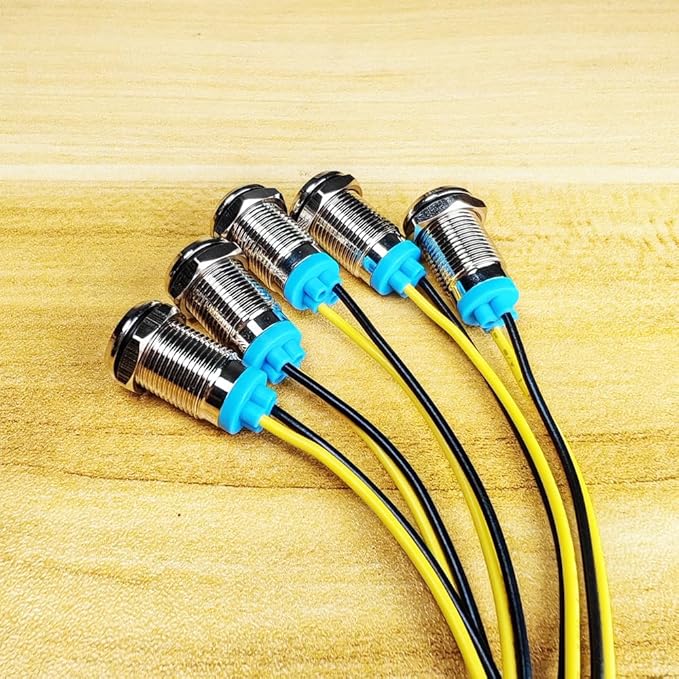 5pcs 10mm LED Metal Indicator Light 110V-220V AC Waterproof Signal Lamp (Green)