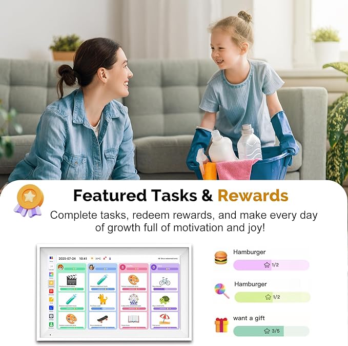 15.6 Inch Digital Calendar Wall Touch Screen Chore Chart, 64GB Electronic Calendar + 1080 FHD Smart Family Planner, Wall and Desk Mountable