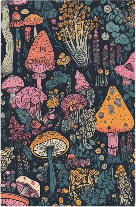 Decorative Light Switch Plate Covers Pink Orange Mushrooms Green Plant 1 Gang No Device Single Blank Outlet Covers Wall Plate Light Switch Cover Plate Faceplate for Bedroom Home Decor