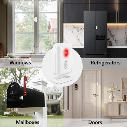 GreenCycle Wireless Door Open Chime, Battery Operator Wireless Door Chime, with 600Ft Range 36 Chimes 4 Volume Levels Adjustable LED Display for Business/Home/Office/Store (2 Receiver 2 Sensor)