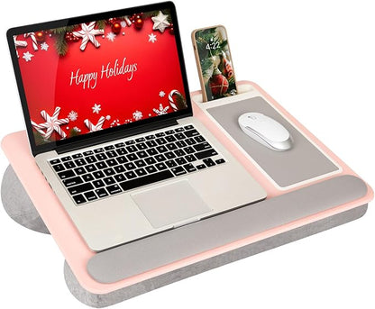 LAPGEAR Home Office Pro Lap Desk with Wrist Rest, Mouse Pad, and Phone Holder - Pink - Fits up to 15.6 Inch Laptops - Style No. 91604