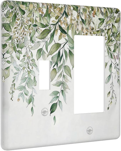 Outlet Covers Sage Green Eucalyptus Watercolor Plant Leaves 1 Toggle 1 Rocker Combination Decorative Wall Plate Electrical Switch Plates Light Switch Cover Plate for Bedroom Bathroom