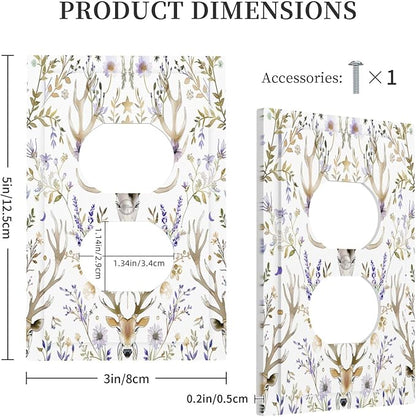 Outlet Covers Gothic Retro Floral Damask Elk Wild Flower 1 Gang Duplex Light Switch Cover Decorative Switch Plates Electrical Receptacle Faceplate Wall Plate For Bed Room Living Room