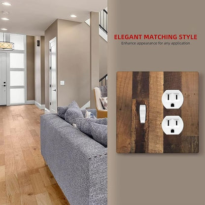 Rustic Brown Wood Vintage Wood Board Wallplates 1 Toggle 1 Duplex Switch Plate Electrical Gfci Faceplate Decorative Light Switch Covers For Farmhouse Cabin Decor