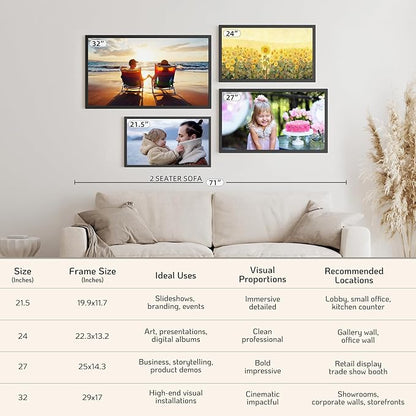 NexFoto 21.5 Inch Touchscreen Large Digital Picture Frame 64GB, WiFi Digital Photo Frame, Add Photos from Google Photos, Share Videos via App/USB/Micro SD, for Christmas/Mom/Grandparents, Black