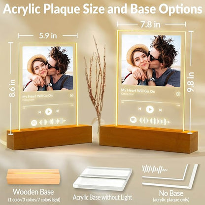 Custom Spotify Picture Frame, Customized Music Picture Frames, Personalized Photo Frames, Personalized Anniversary Valentines Day Gifts for Women Men Her Him Couple