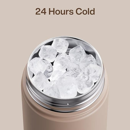 ENCOOL Insulated Water Bottle with Straw Stainless Steel Water Bottle, Leak-Proof, BPA-Free, Double Wall Vacuum Keeps Cold for 24 Hours for Sports, Travel, School (26 oz, Raw Umber)
