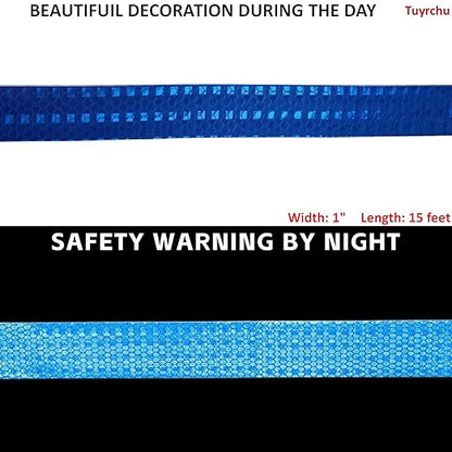 Blue Reflective Tape 1 inch, Outdoor Waterproof High Visibility Warning Industrial Marking Tape, Safety Stickers (15 feet)