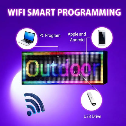 Programmable Led Sign With Full Color Display - Energy Saving and Waterproof Led Message Board for Schools, Shops, and Businesses, Supports wifi Connection,39"x14"