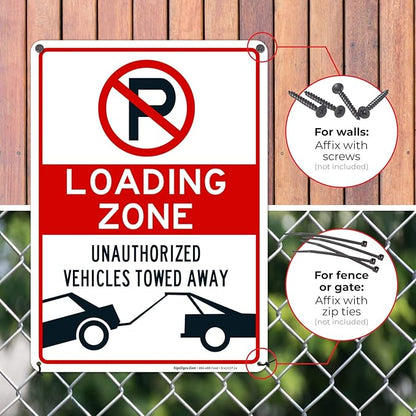 No Parking Symbol Sign, Loading Zone Sign, 10x14 Inches, Rust Free .040 Aluminum, Fade Resistant, Made in USA