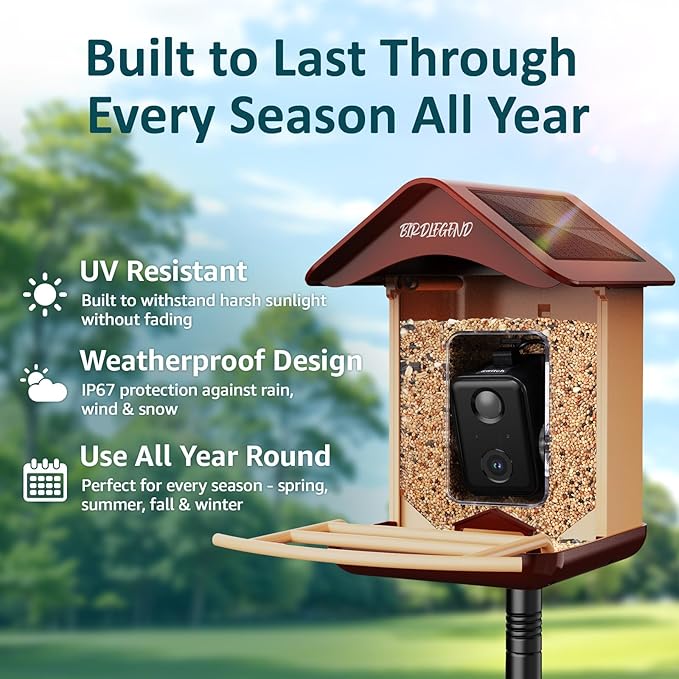 BIRDLEGEND® Bird Feeder with Camera Solar Powered, 2K Portrait Live Free AI Forever Instant Arrival Alerts with 64GB Card, Smart Camera Birds Feeders Wireless Outdoor Gift for Bird Lover, 2.4G WiFi