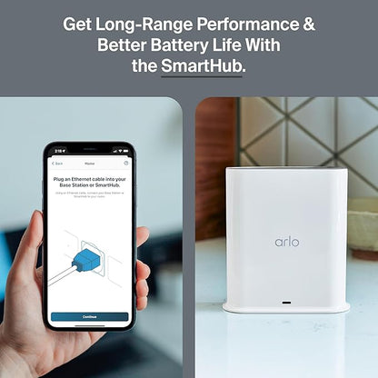 Arlo Ultra (3rd Gen - 2025 Release) 4K Security Camera + SmartHub, Battery Power, Emergency Response, AI Generated Event Summary, 1-Month Trial of Secure Plan, 180° Field of View, 3 Cam, White
