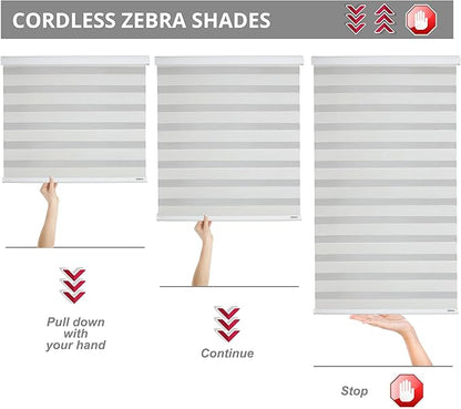 ShadesU Cordless Zebra Blinds – Light Filtering Dual-Layer Window Shades for Privacy (Cream Color) (Maximum Height 72") (Width 40")