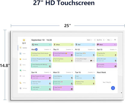Digital Calendar – 27 Inch Electronic Wall Calendar & Chore Chart, Smart Family Organizer with Interactive Touchscreen Display, Wall Mount in Portrait or Landscape
