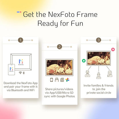 NexFoto 13.5" Touchscreen Digital Picture Frame 3K Resolution, WiFi Electronic Photo Frame 64GB, Add Pics from Google Photos, Share Photos/Videos via App/USB, Gifts for Mom Christmas, Walnut