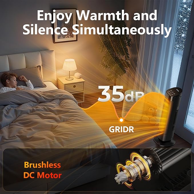 Space Heater Large Room, 23" Space Heaters for Indoor Use, 1500W PTC Ceramic Electric Heater with Thermostat and Remote, 80° Oscillation, 12H Timer, Quiet Portable Heater for Office Bedroom