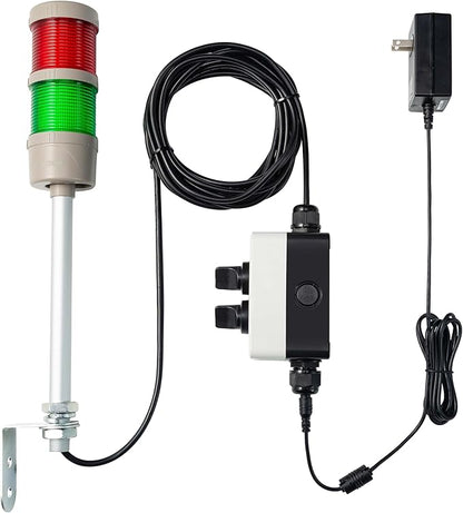 2 Stack Super Bright LED Andon Tower Lights, Red/Green, Off-ON,16 ft Extension Cord, 6 ft Industrial Adapter, IP65, Plug Play Ready – for Manufacturing & Industrials, Automotive