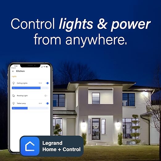 Legrand Radiant WNRH10KITWH Smart Switch with Netatmo Starter Kit, Tamper Resistant, Compatible with Alexa, Google Assistant & Apple HomeKit, White (1 Count)
