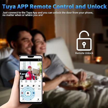 ANJIELO SMART Wired Video Doorbell Apartment Intercom System,4 Family Units 10 Inch Touch Monitor,3 in 1 Unlocking,Dual Way Intercom Motion Detection Tuya for Villa Home (1 Doorbell(b)+ 4 Monitor(b))