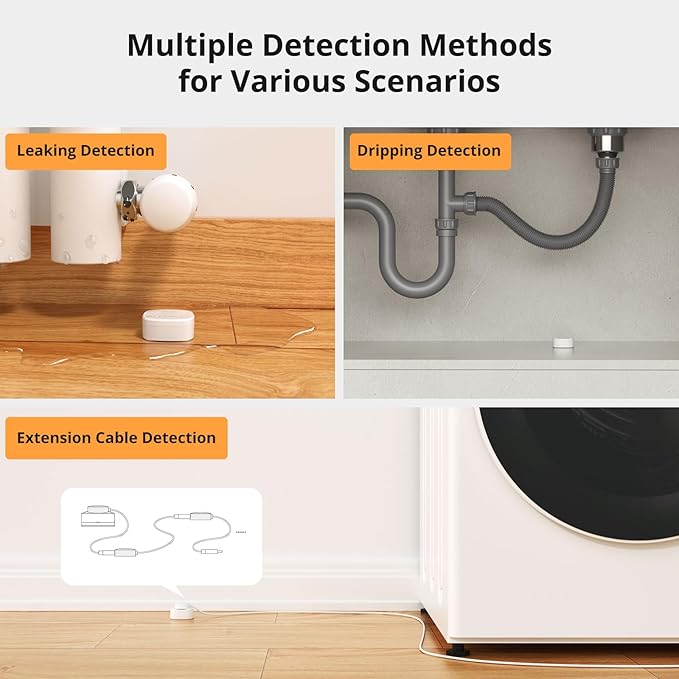 SONOFF SNZB-05P Zigbee Water Leak Sensor Without Detection Cable for Alarm System and Smart Home Automation, Required SONOFF Zigbee Hub, Flood Detector for Kitchen Bathroom Basement 2Pack