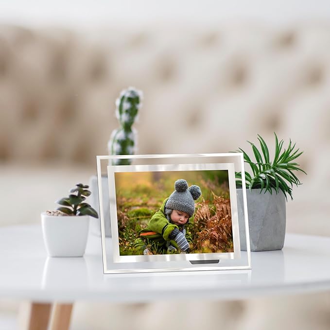 5x7 Picture Frames Set of 2, Desktop Clear Glass Photo Frame Horizontal or Vertical Display for Landscape, Portrait, Wedding, Pet Photos