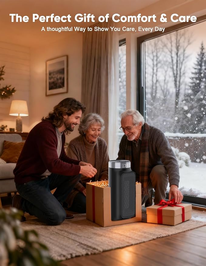 1500W PTC Space Heater with Remote Control, Portable Electric Heaters for Indoor Use, Ceramic Heater for Office, 75°Oscillation, 24H Timer, 5 Modes, Safe Quiet Room Heater for Bedroom