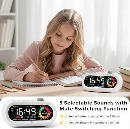 Mooking Digital Visual Timer for Kids, Large LED Digital Alarm Clock for Bedrooms, Rechargeable 199-Minute Silent Countdown Timers, Focus & Smoother Routines, Fitness Baking Studying Teaching