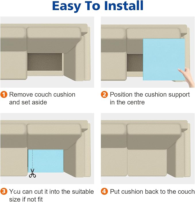 Couch Cushions Support for Sagging Seat 20"X 20"Insert padsSupports Board Sofa Furniture seat Cushion Under Sag Repair, Curved High Density Foam Replacement for Sectional Loveseat Chair Blue Set of 1