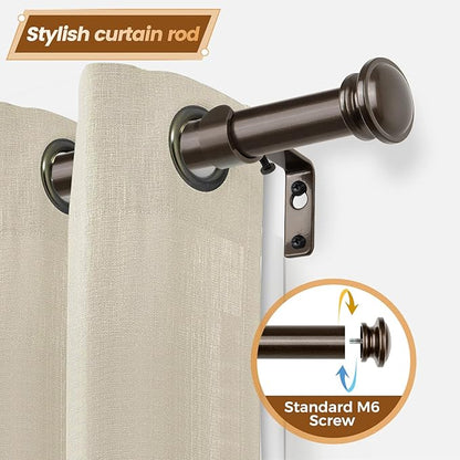 TONIAL Curtain Rods 32 to 58 Inch(2.6-4.8ft), Telescoping Splicing 3/4 Drapery Rods for Windows 20 to 53 Inch(1.7-4.4ft)32 to 58 Inch Decorative Single Rod with Small Cap Finial, Bronze