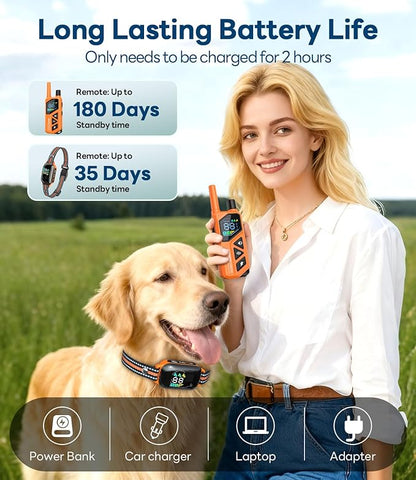Dog Shock Collar - 3300FT Dog Training Collar with Remote, IPX7 Waterproof Electric Dog Collar with 4 Training Modes, Security Lock, Rechargeable E-Collar for Small Medium Large Dogs (Orange)