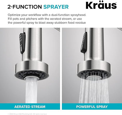 KRAUS Bolden Touchless Sensor Commercial Style 2-Function Single Handle Pull Down Kitchen Faucet in Spot-Free Antique Champagne Bronze, KSF-1610SFACB