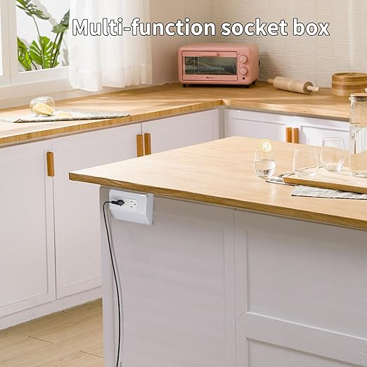 Under Cabinet Outlet/Wall Distribution Box, 20 AMP GFCI Safety Outlet, Self-Testing, Mis-Wire Protection