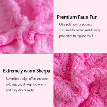 NEWCOSPLAY Super Soft Faux Fur Throw Blanket for Couch Pink Sherpa Fuzzy Plush Warm Blanket for Sofa Bed (Pink, Throw(50"x60"))