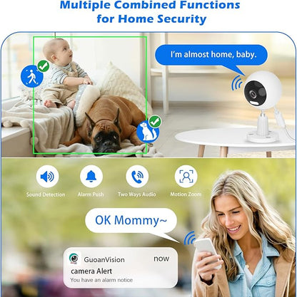 5G Cameras for Home Security,3MP Outdoor Indoor Security Camera for Baby/Elder/Dog/Pet/Nanny, WiFi Baby Monitor, 3 Alarm Modes, 3 Night Vision, IP66 Waterproof, 24/7 SD Recording/Cloud