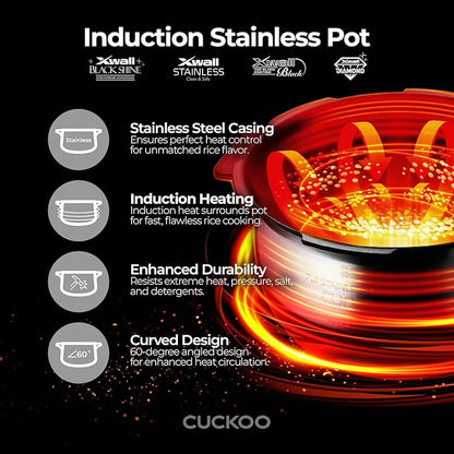 CUCKOO High Pressure Rice Cooker 3-Cup Uncooked / 6-Cup Cooked with Induction Heating Technology, Small Rice Maker with 16 Menu Options and Steam Plate, Voice Guide, Gold (CRP-EHSS0309F)