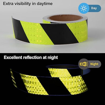 Neon Black Reflective Chevron Tape 2 Inch x 33 FT Waterproof Caution Tape Reflective Stickers for Floor,Step,Cars,Warehouse,exit.