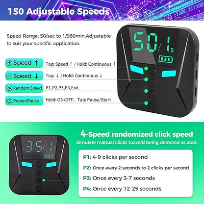 PAWFECTJEE Auto Clicker for iPhone Android, Gaming Screen Tapper with 50 Clicks/Sec, Ultra-Slow Mode, Compatible with iOS iPad, Live Likes & Rewards (Controller With 1 Click Head)