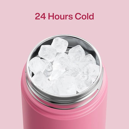 ENCOOL Insulated Water Bottle with Straw Stainless Steel Water Bottle, Leak-Proof, BPA-Free, Double Wall Vacuum Keeps Cold for 24 Hours for Sports, Travel, School (18 oz, Tulip)