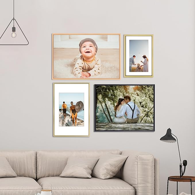 10x14 Picture Frame, Black Aluminum Metal Photo Frames with HD Glass, Fits 8x10 with Mat or 10 x 14 without Mat, Display for Wall