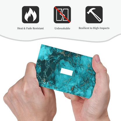 Decorative Light Switch Plate Covers Modern Abstract Turquoise Blue Marble Texture 1 Gang Wall Plate Single Toggle Light Switch Covers Artistic Faceplate for Bathroom Decor （2 Pack）