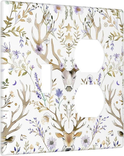 Wallplates Gothic Retro Floral Damask Elk Wild Flower 1 Toggle 1 Duplex Switch Plate Electrical Gfci Faceplate Decorative Light Switch Covers For Bed Room Living Room Decor