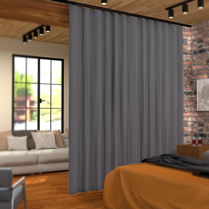 Curtain Track Ceiling Mount heavy duty sliding Curtains Tracks rails Rod System Room Divider with clips 9-12ft Black