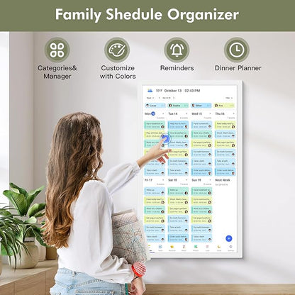 27 Inch Wall Calendar Digital Picture Frame for-Busienss Schedules – Smart Touchscreen Interactive Display, Auto-Sync Google iCloud Outlook Calendars, Wall Mountable, for Mom Dad