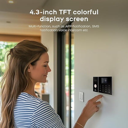 PGST Home Security Alarm Systems with 2MP HD Security Camera,Door/Window Sensors,Motion Detector,Loud Alarm Siren,Remote,Touch Screen,4G SMS/Tuya App Alerts,Work with Google for Villa,Apartment,House