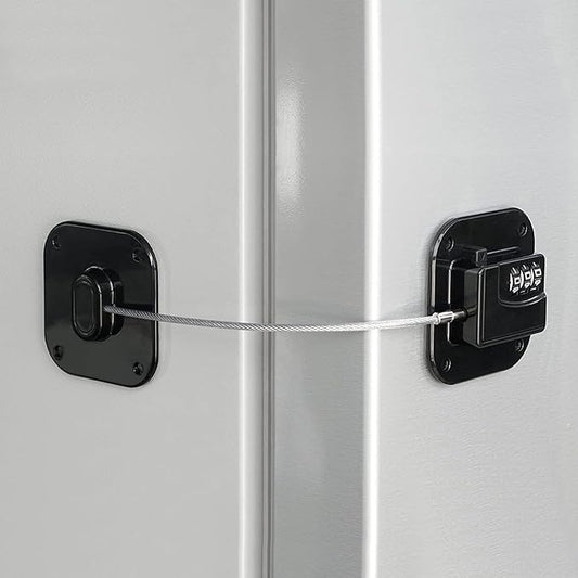 Refrigerator Lock, Heavy Duty Fridge Lock, Combination Lock for Refrigerator Cabinets, Drawers, Safety, Easy Install No Keys Needed (Black-1Pack)