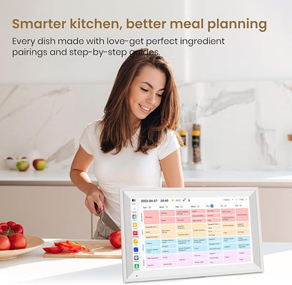 15.6 inch Wall Planner Digital Calendar & Chore Chart, Smart Tablet Touchscreen Interactive Display for Family Schedules, Great for Organizing Your Tasks
